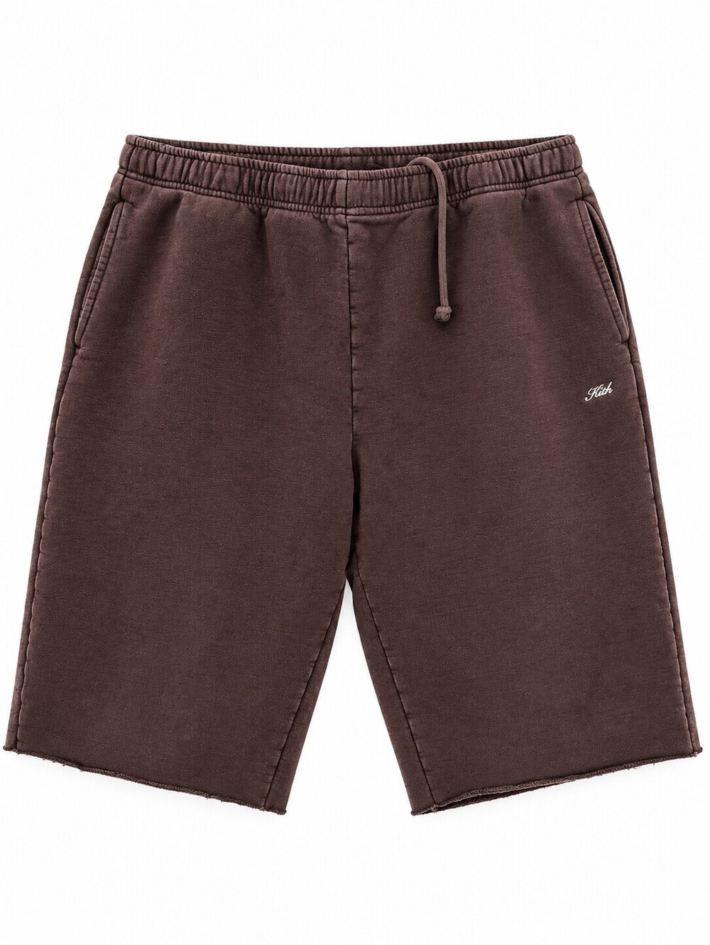 KITH Men’s L Brown Fleece Sweat Shorts Raw Hem Drawstring Logo